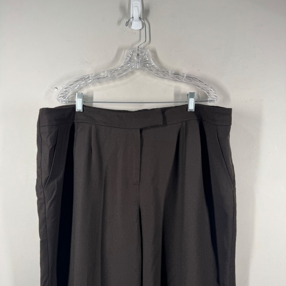Talbots Woman 20W Brown Wool Blend Wide Leg Cropped Trousers Italian Fabric - Picture 2 of 9